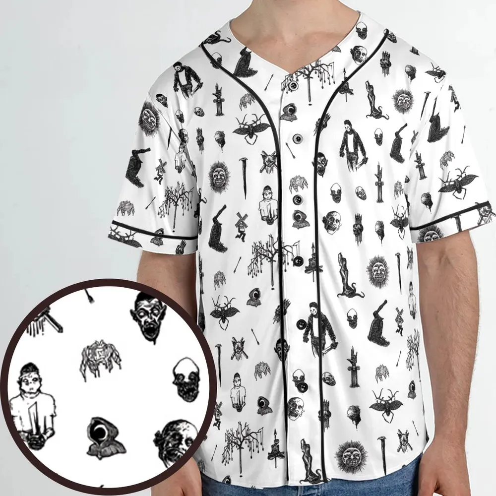 Nosferatu Pattern Unisex Baseball Jersey - 1