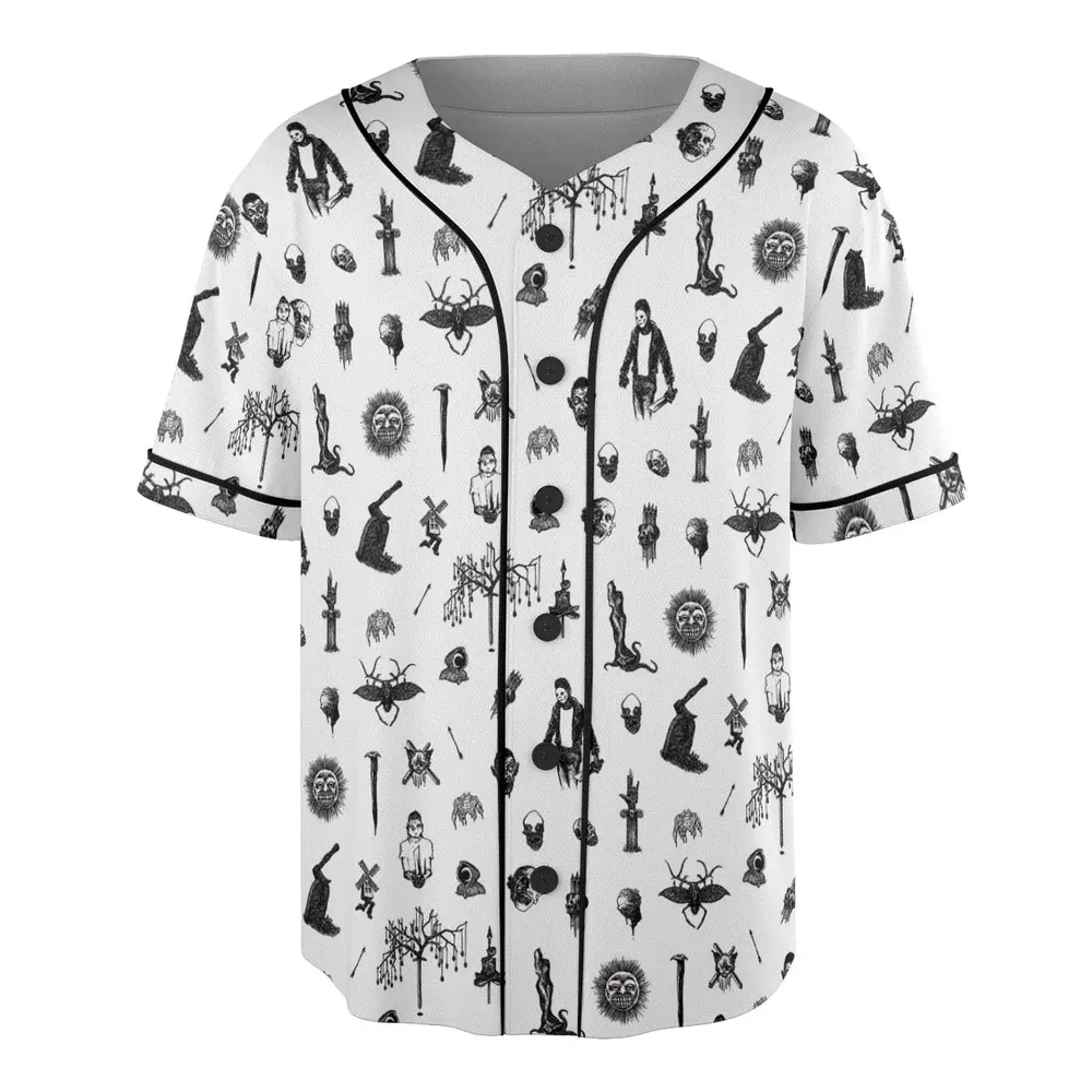 Nosferatu Pattern Unisex Baseball Jersey - 3