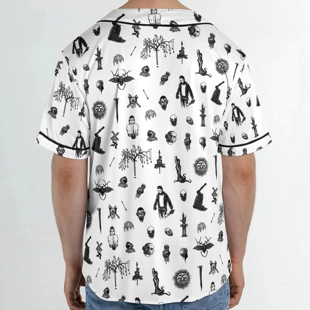Nosferatu Pattern Unisex Baseball Jersey - 2