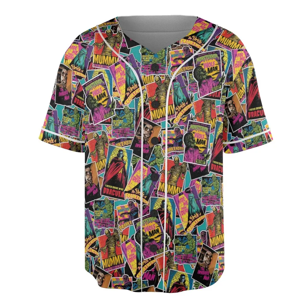 Multi Monster Pop Badges Unisex Baseball Jersey - 3