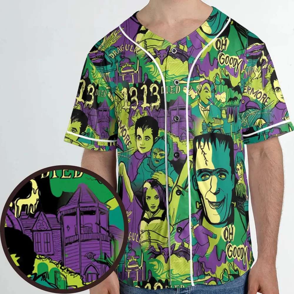 Oh Groovy Frankenstein Universal Horror Unisex Baseball Jersey - 1