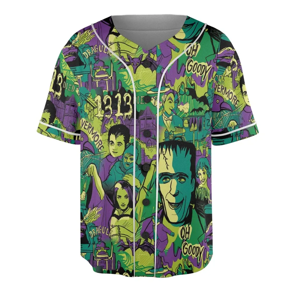 Oh Groovy Frankenstein Universal Horror Unisex Baseball Jersey - 3