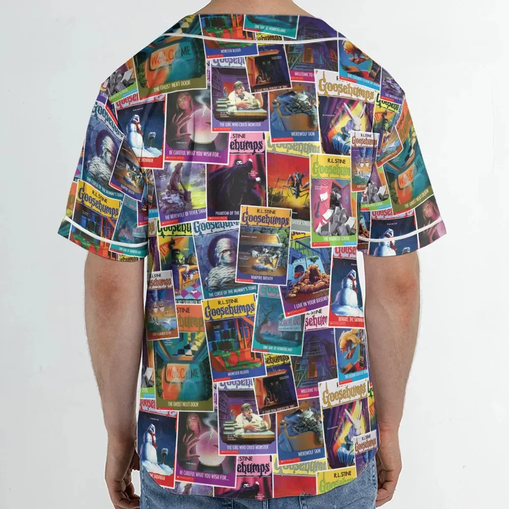 Goosebumps Monster Collage Pattern Unisex Baseball Jersey - 2