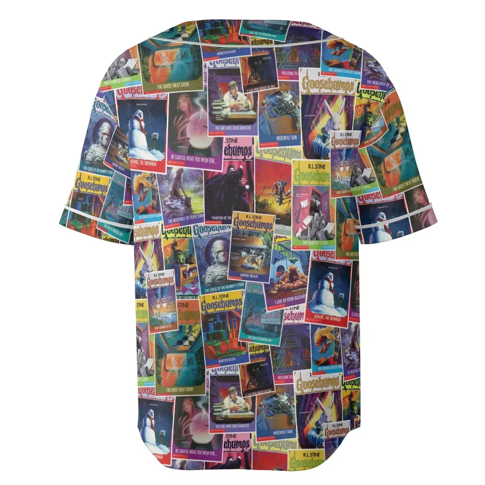 Goosebumps Monster Collage Pattern Unisex Baseball Jersey - 4