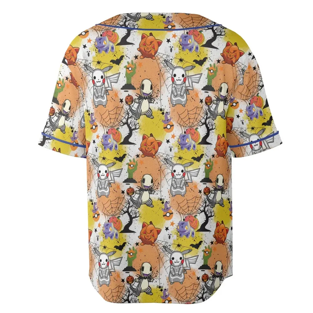 Spooky Costume Pikachu Charmander Jigglypuff Bulbasaur Pokemon Unisex Baseball Jersey - 4