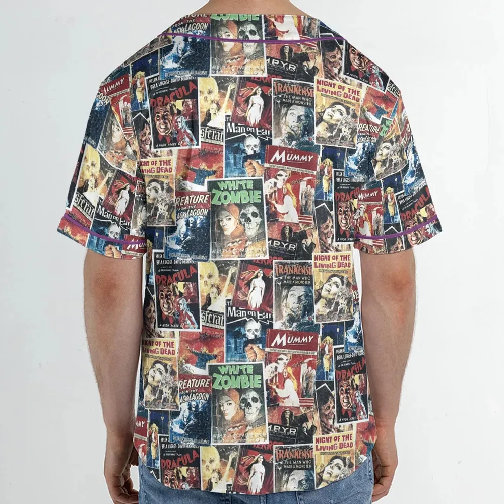 Pioneering '50s Classics Monster Hammer Horror Films Unisex Baseball Jersey - 2