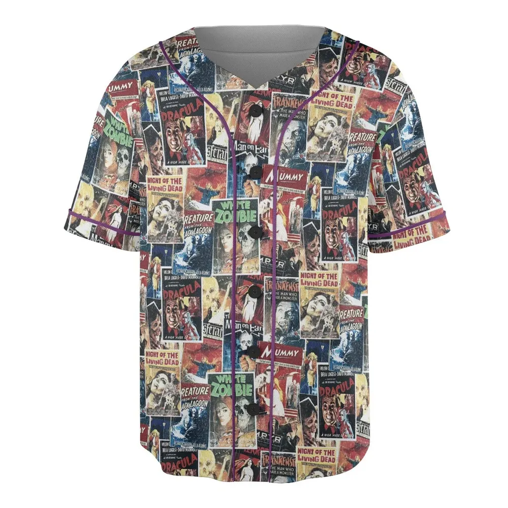 Pioneering '50s Classics Monster Hammer Horror Films Unisex Baseball Jersey - 3