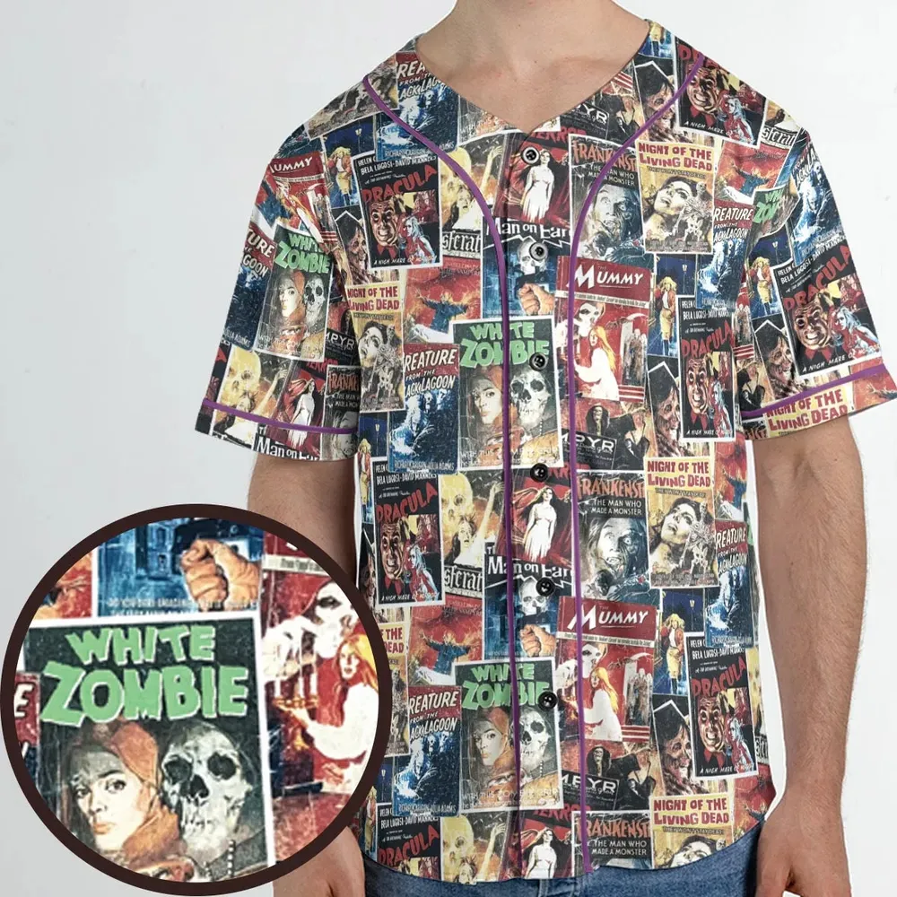 Pioneering '50s Classics Monster Hammer Horror Films Unisex Baseball Jersey - 1