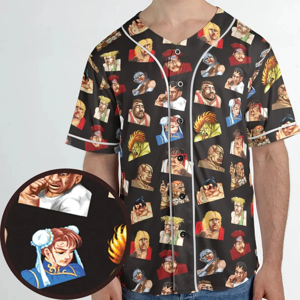 Street Fighter Continue Screen Short Unisex Baseball Jersey - 1