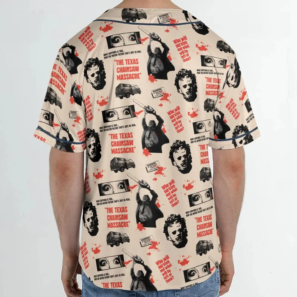 Leatherface The Texas Chainsaw Massacre Horror Pattern Unisex Baseball Jersey - 2