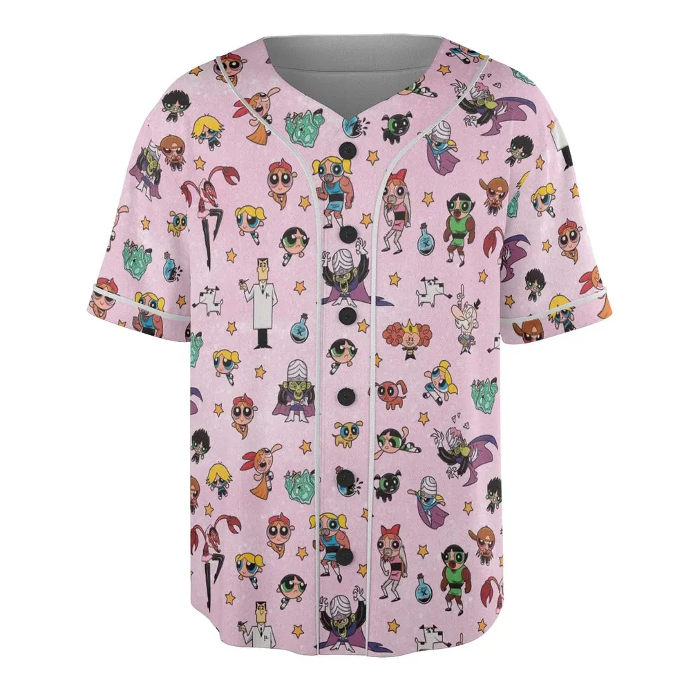 Power Puff Girls Characters Pattern Unisex Baseball Jersey - 3