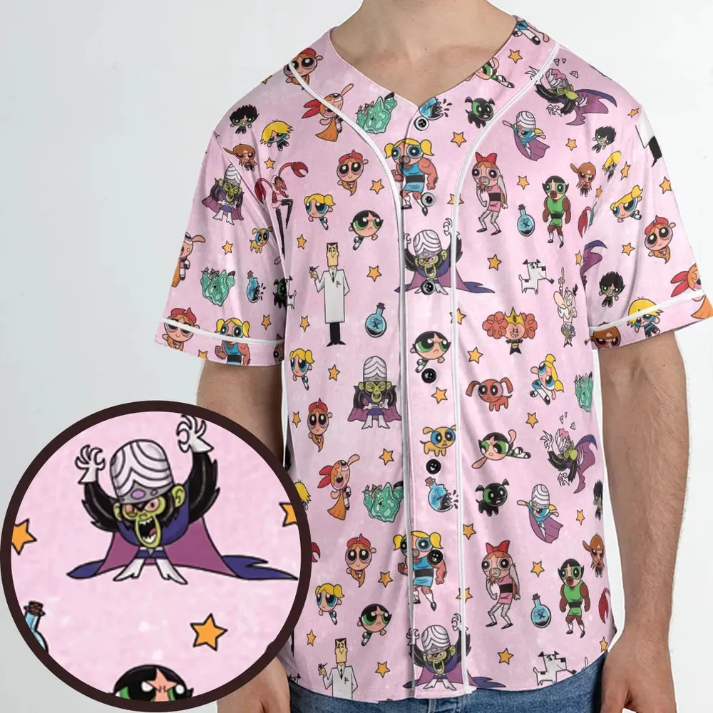 Power Puff Girls Characters Pattern Unisex Baseball Jersey - 1