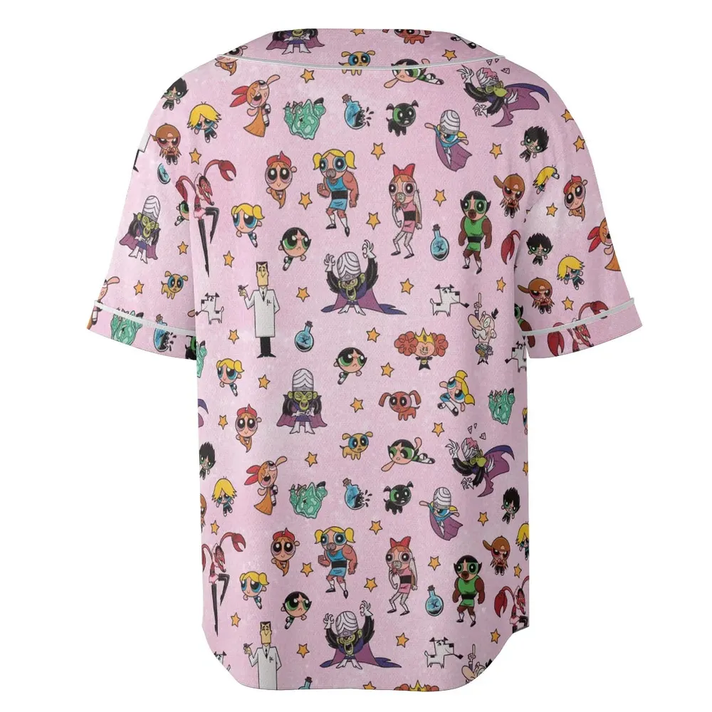 Power Puff Girls Characters Pattern Unisex Baseball Jersey - 4