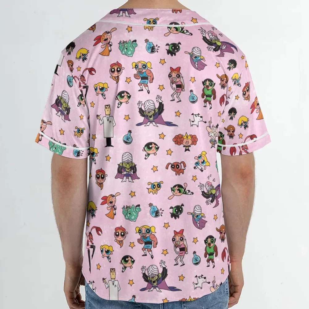 Power Puff Girls Characters Pattern Unisex Baseball Jersey - 2