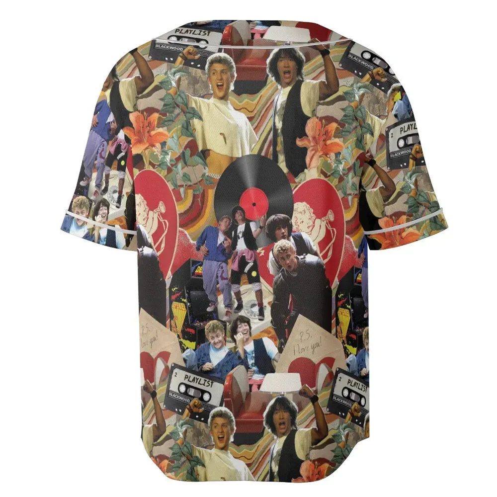 Vintage Collage Bill and Ted Unisex Baseball Jersey - 4