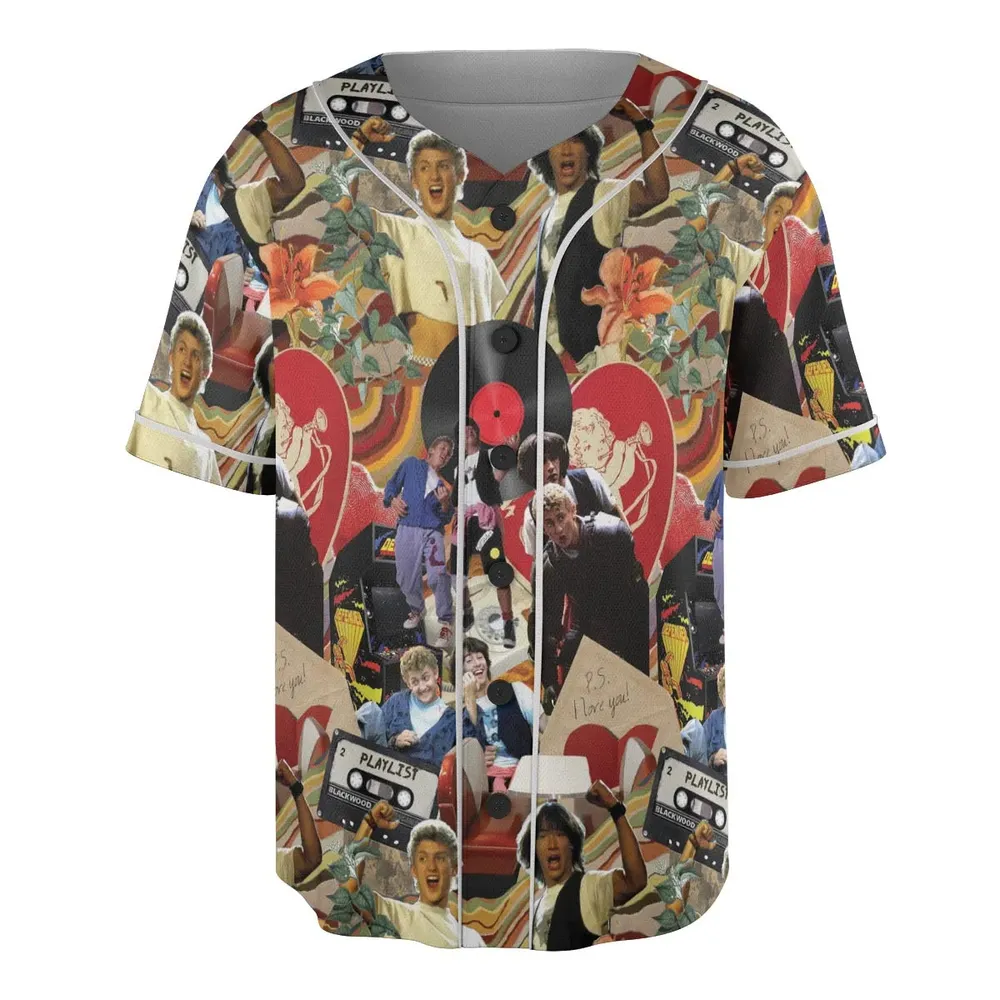 Vintage Collage Bill and Ted Unisex Baseball Jersey - 3