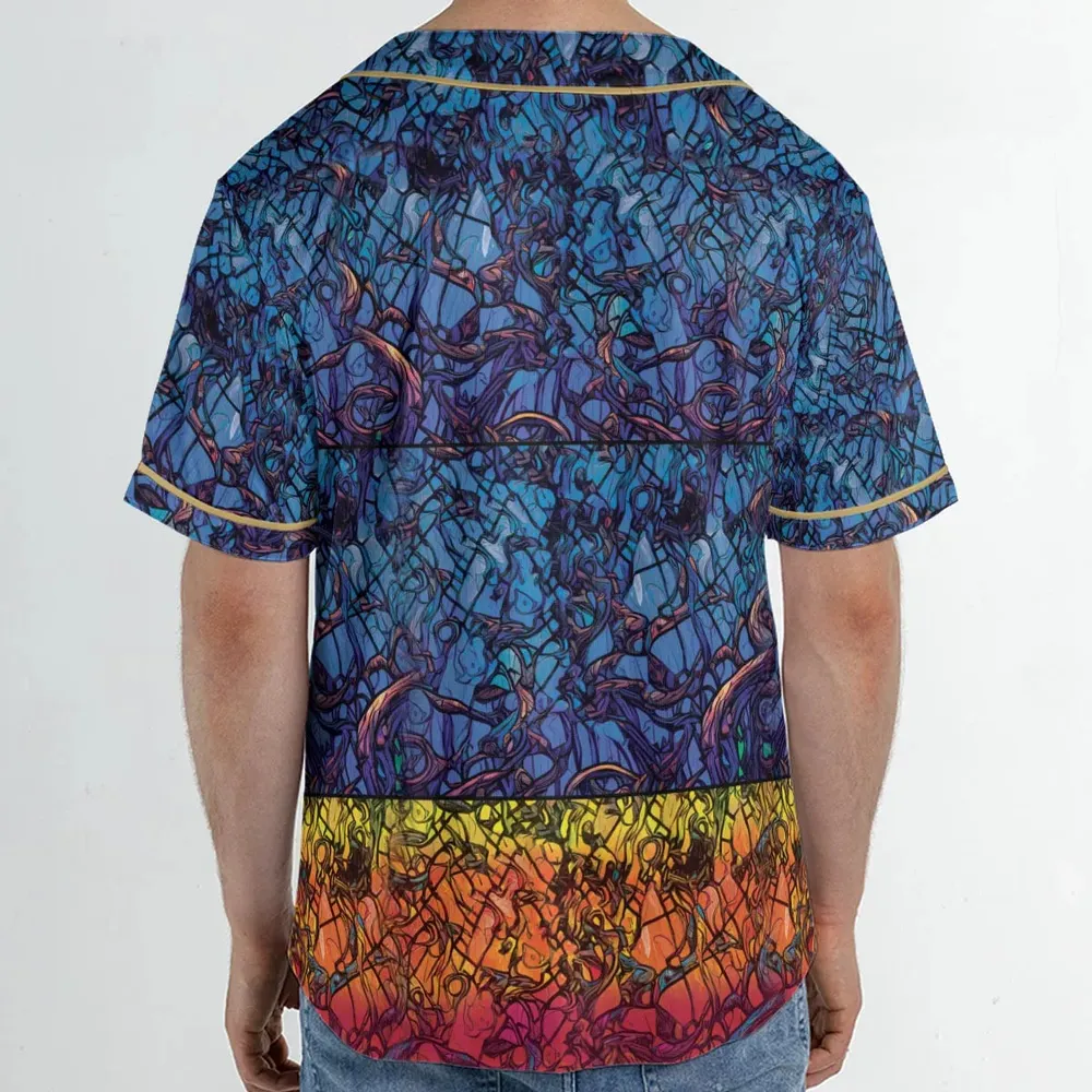 Stained Glass Cthulhu H.P Lovecraft Unisex Baseball Jersey - 2