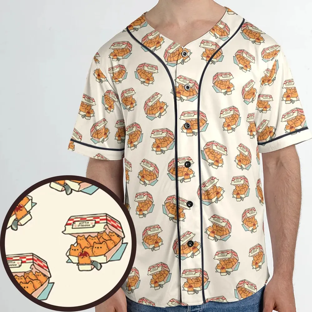 Kitten Nuggets Pattern Unisex Baseball Jersey - 1