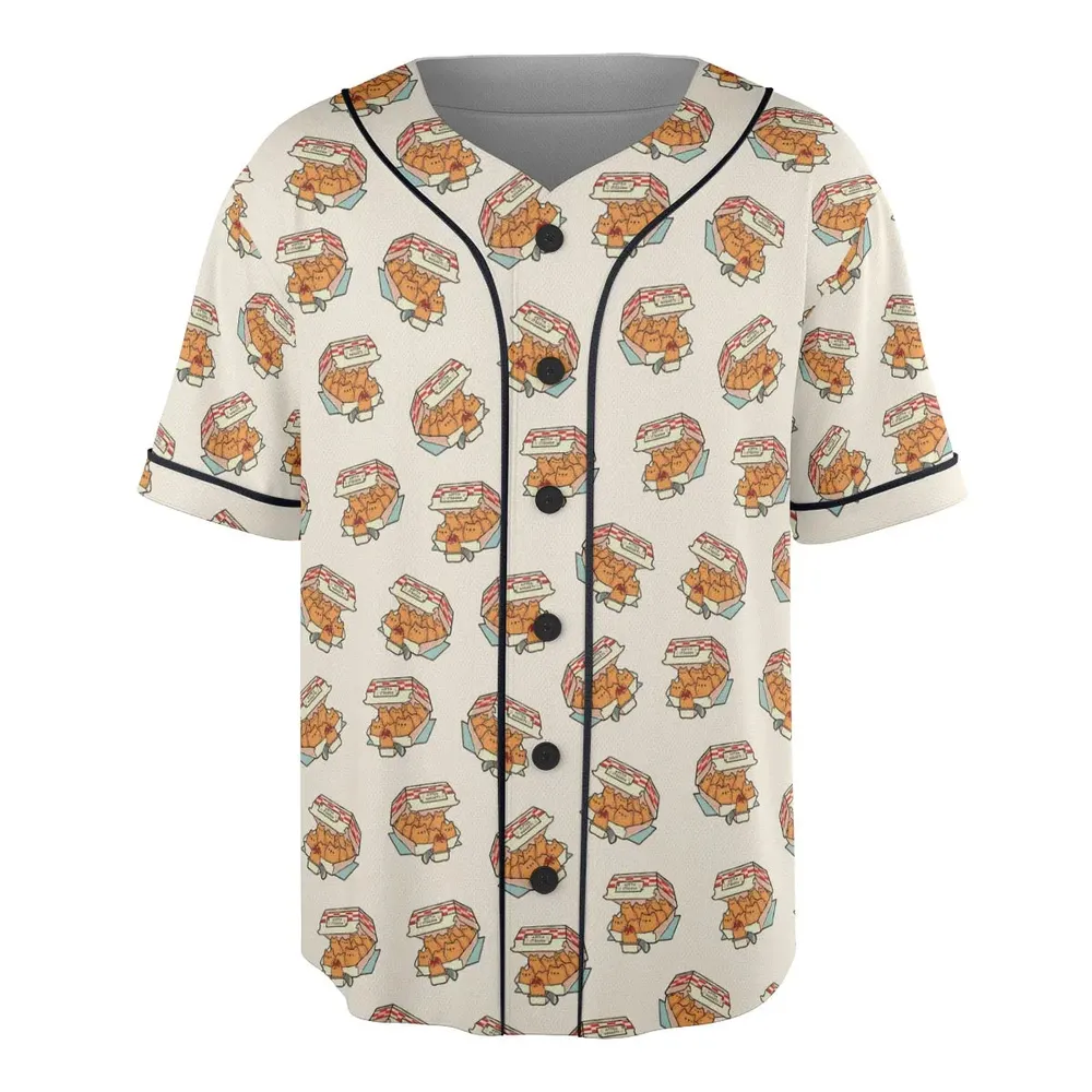 Kitten Nuggets Pattern Unisex Baseball Jersey - 3