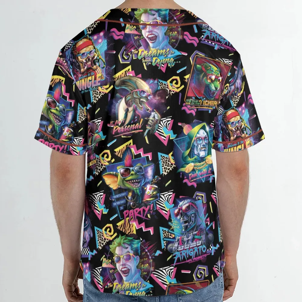 Retro Horror Characters Halloween Unisex Baseball Jersey - 2