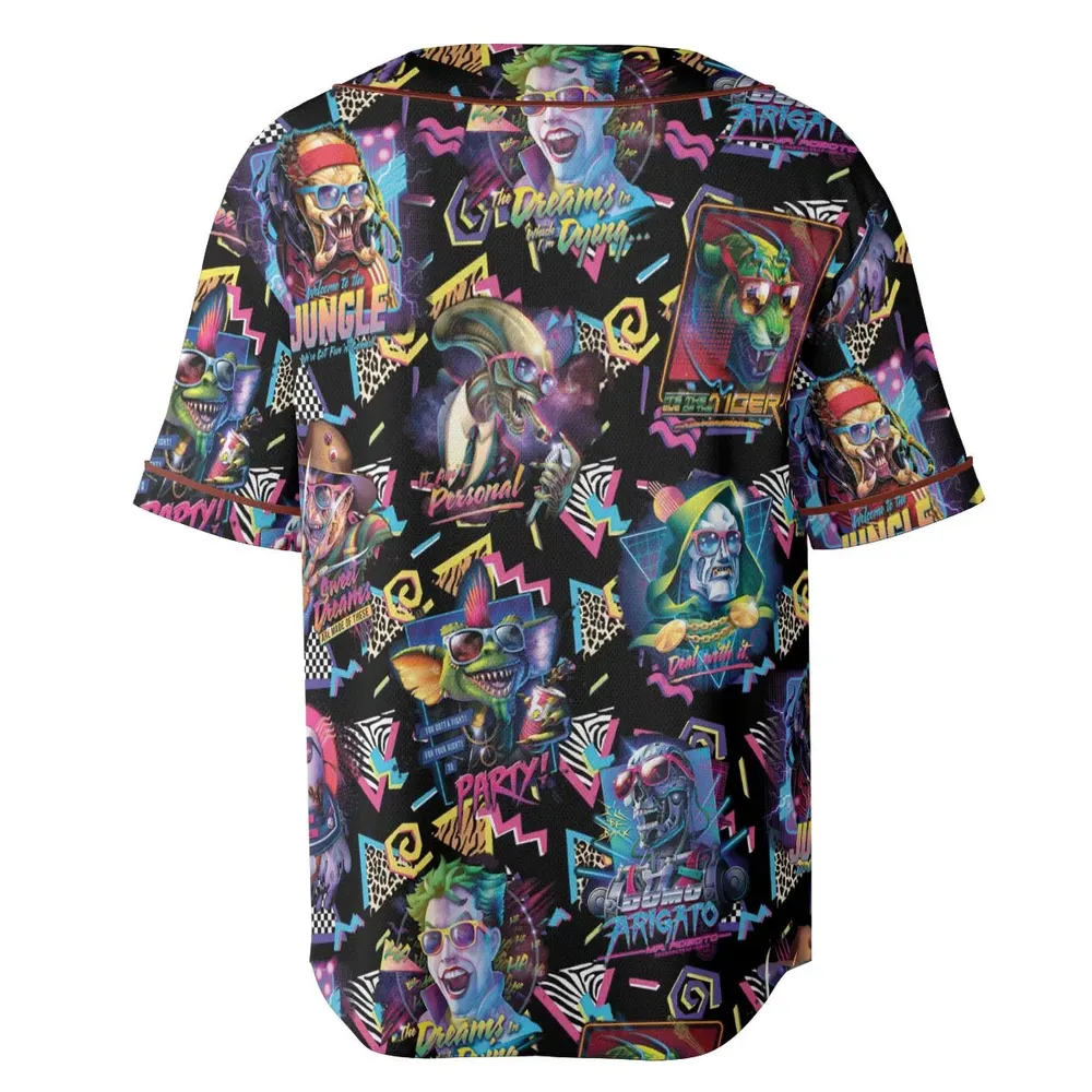 Retro Horror Characters Halloween Unisex Baseball Jersey - 4