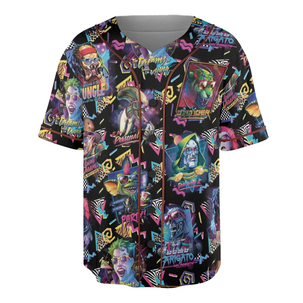 Retro Horror Characters Halloween Unisex Baseball Jersey - 3