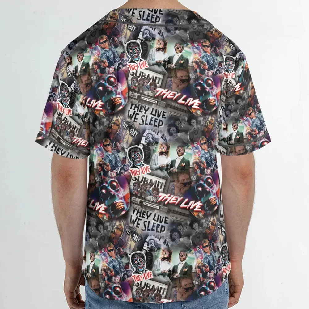 They Live Seamless Pattern Unisex Baseball Jersey - 2