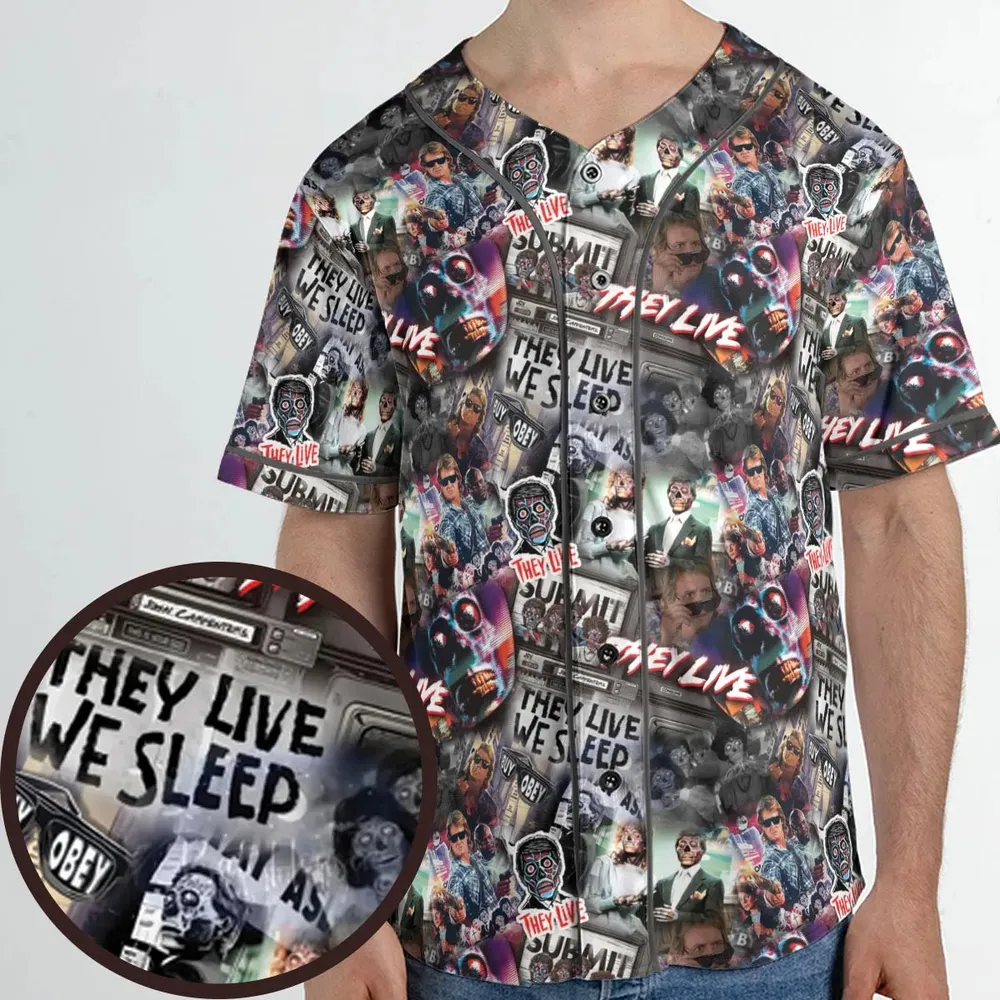 They Live Seamless Pattern Unisex Baseball Jersey - 1