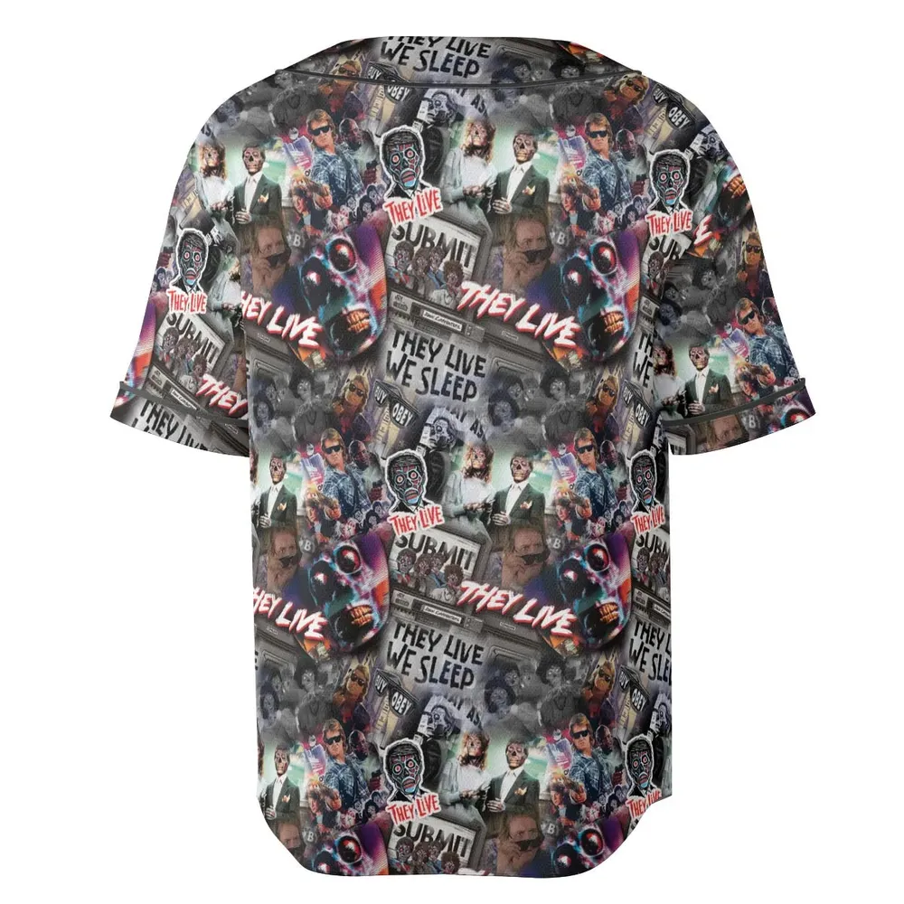 They Live Seamless Pattern Unisex Baseball Jersey - 4