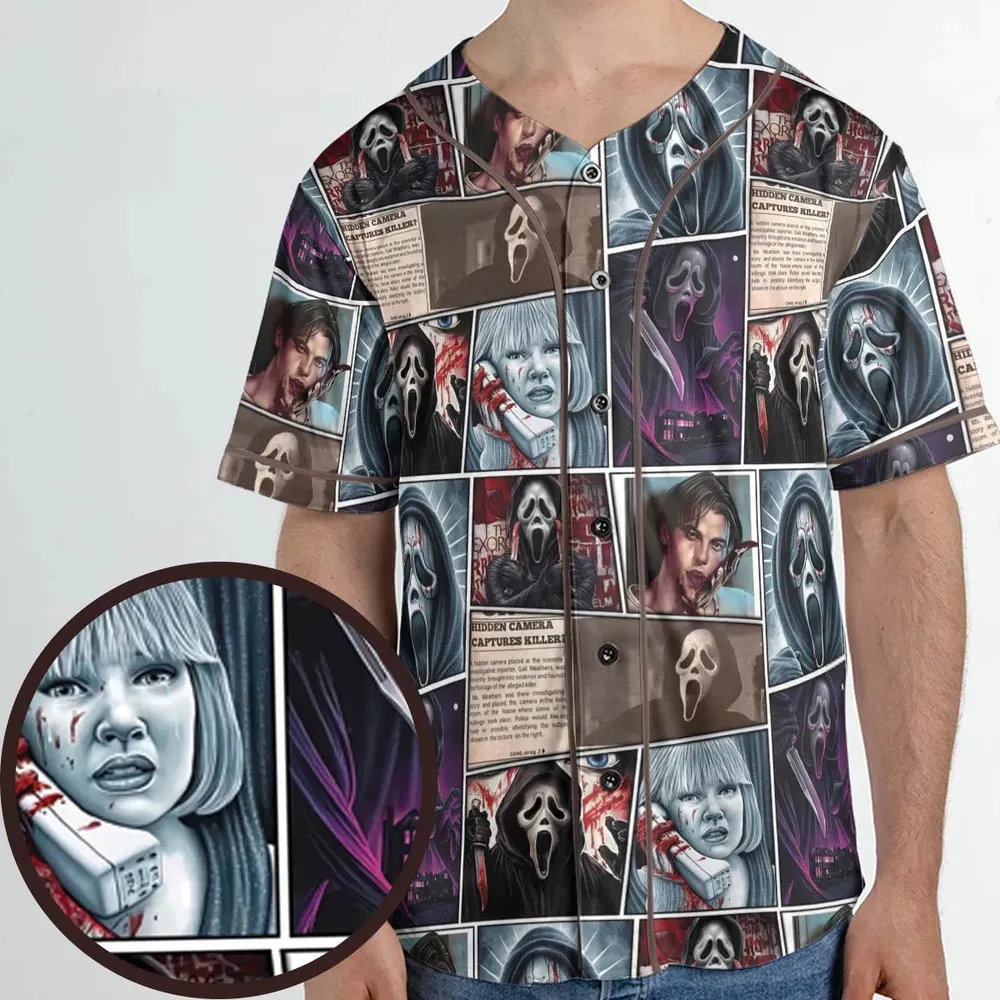 Scream Ghostface Horror Movie Halloween Unisex Baseball Jersey - 1