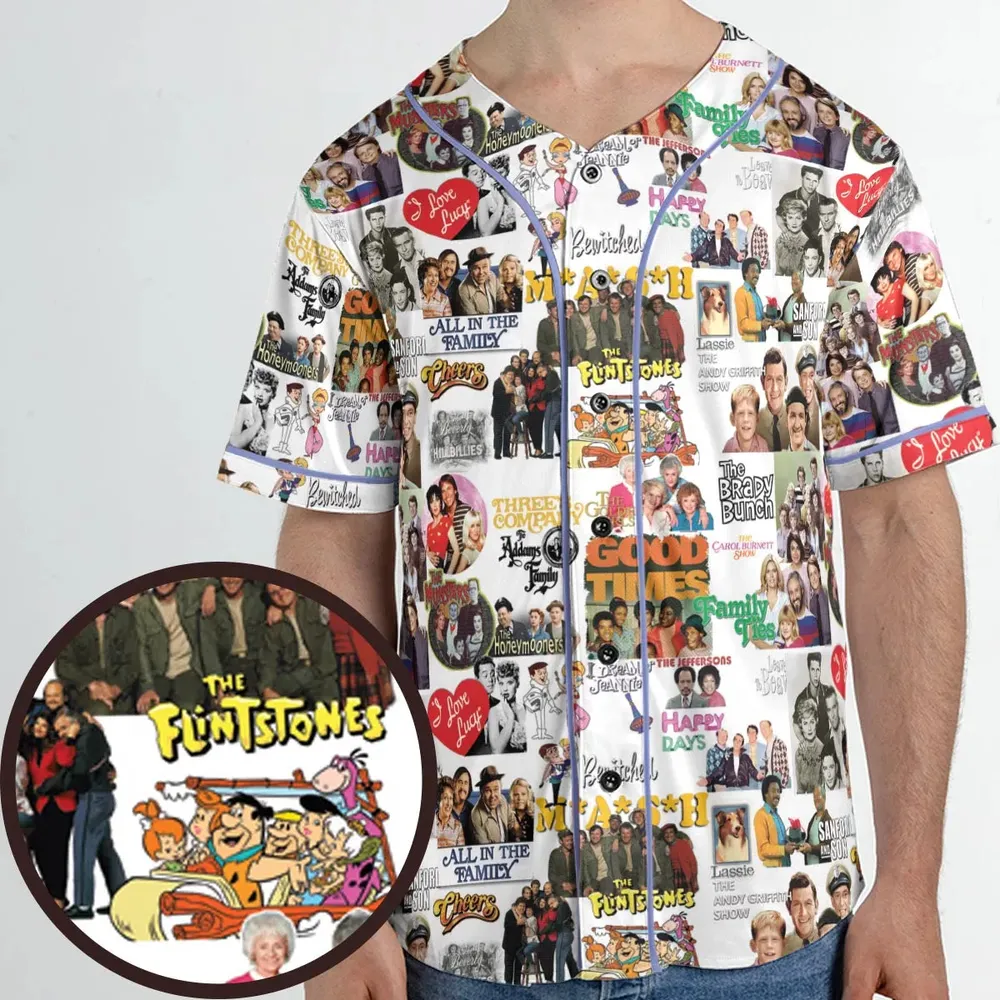 Stuck in the 80s Famous Sitcom Unisex Baseball Jersey - 1