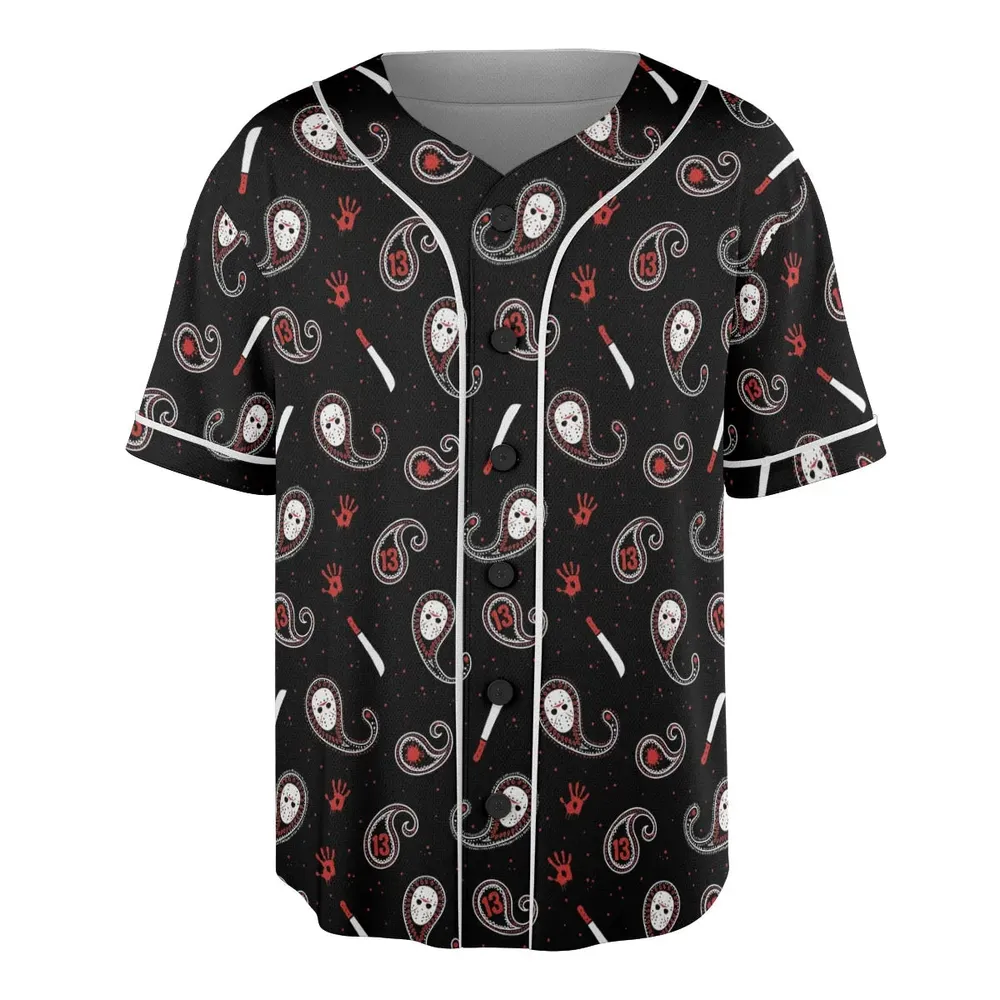 Jason Voorhees Friday The 13th Pattern Unisex Baseball Jersey - 3
