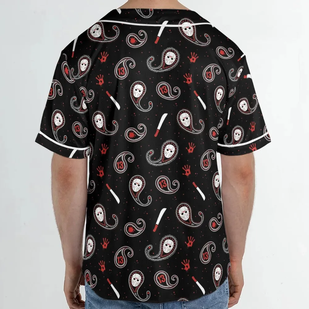 Jason Voorhees Friday The 13th Pattern Unisex Baseball Jersey - 2