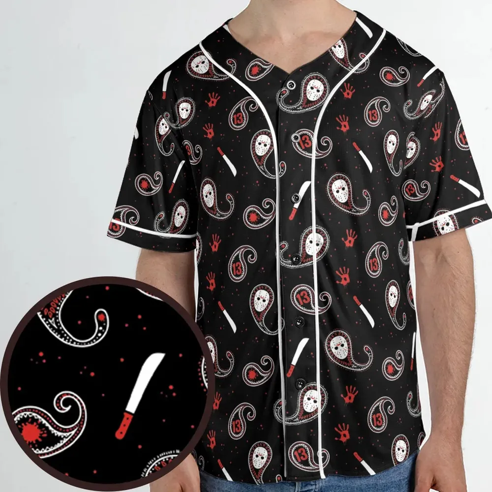 Jason Voorhees Friday The 13th Pattern Unisex Baseball Jersey - 1