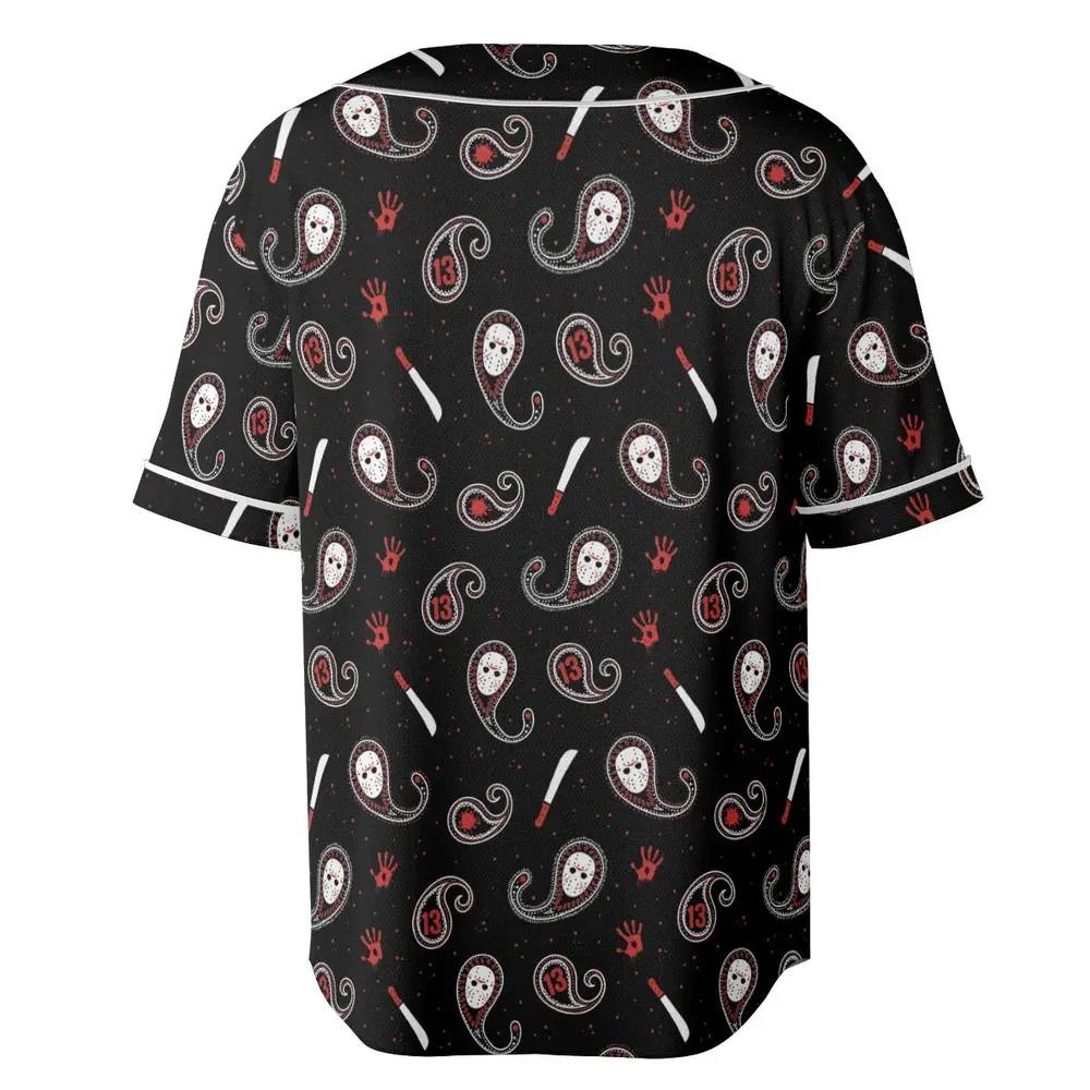 Jason Voorhees Friday The 13th Pattern Unisex Baseball Jersey - 4