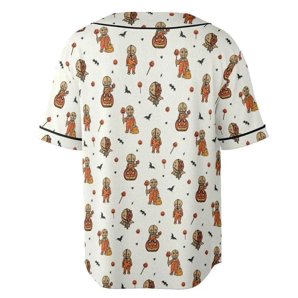Pumpkin Sam Trick 'r Treat Horror Unisex Baseball Jersey - 4