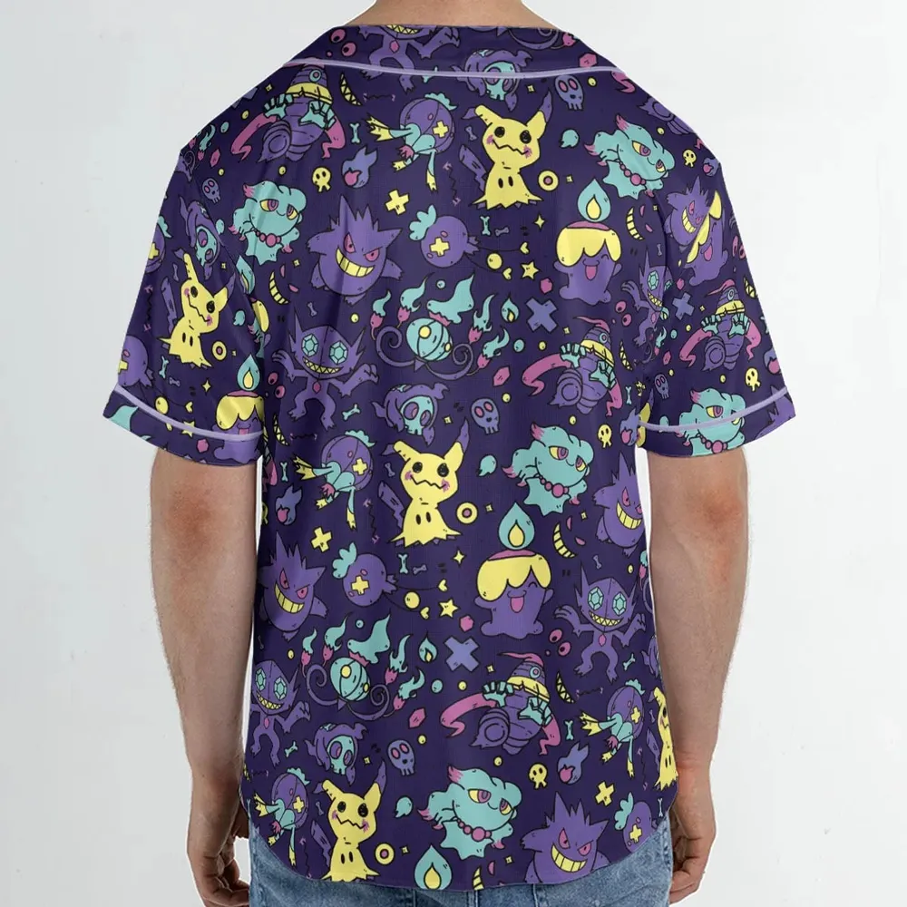 Gengar Ghost Pokemon Pattern Unisex Baseball Jersey - 2
