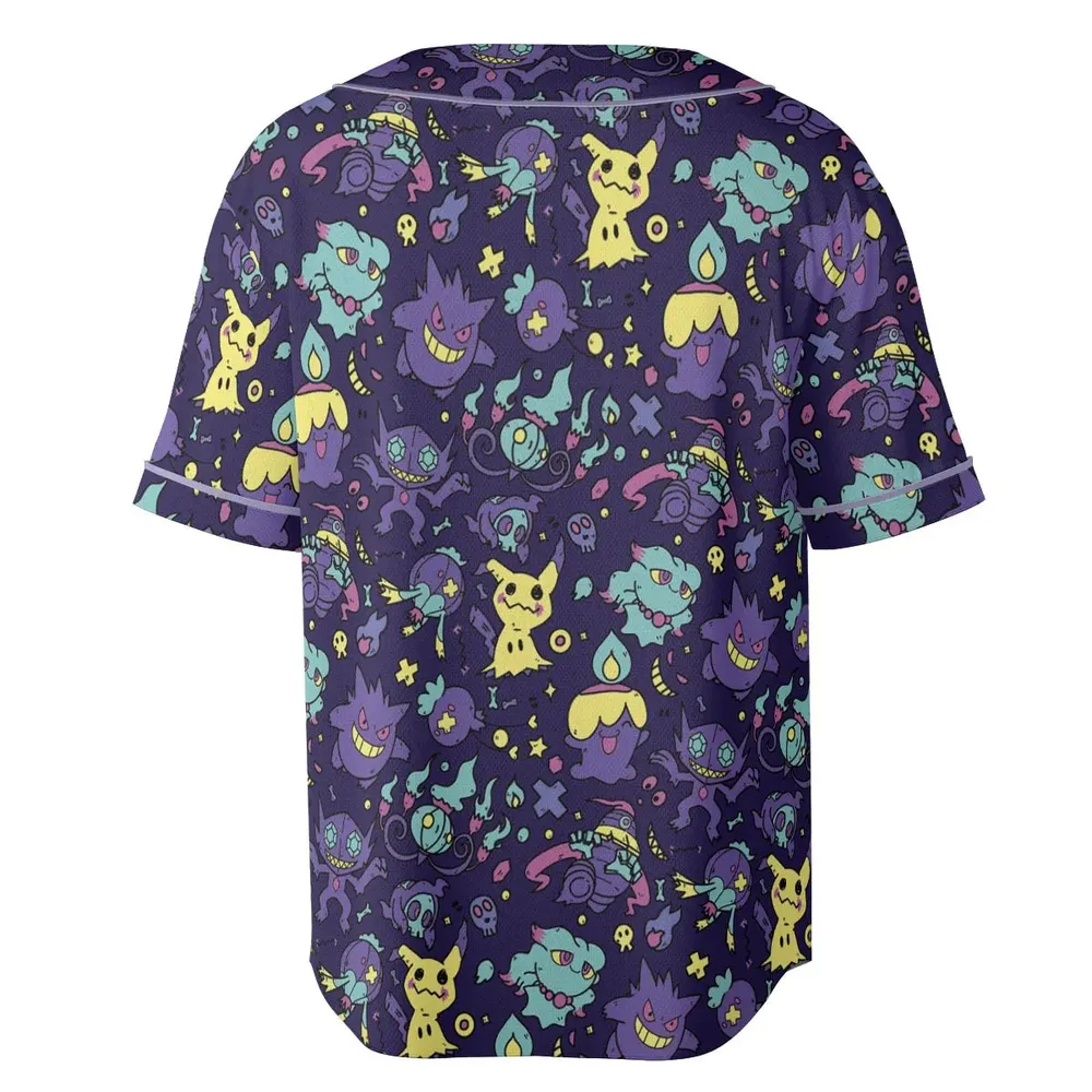 Gengar Ghost Pokemon Pattern Unisex Baseball Jersey - 4