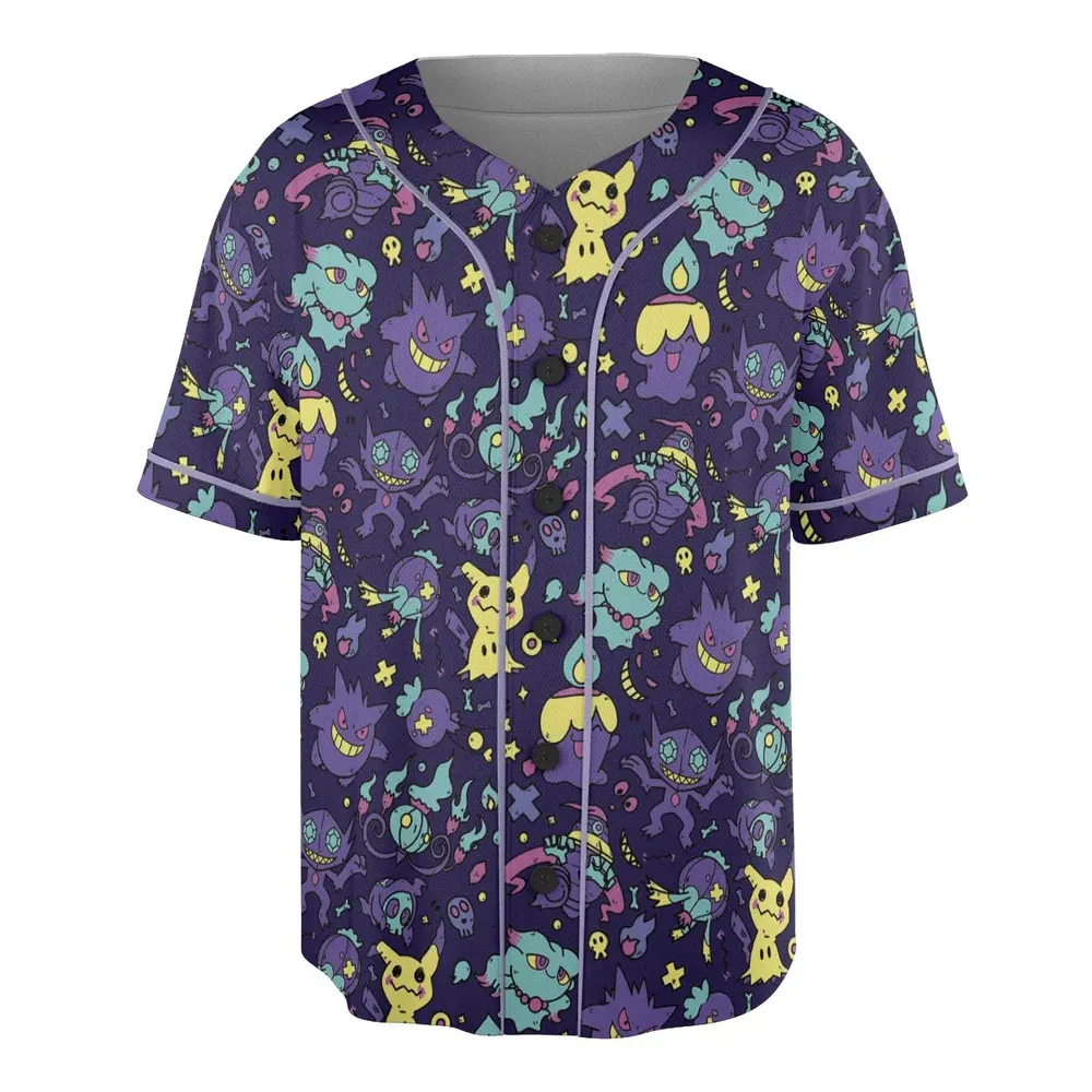 Gengar Ghost Pokemon Pattern Unisex Baseball Jersey - 3