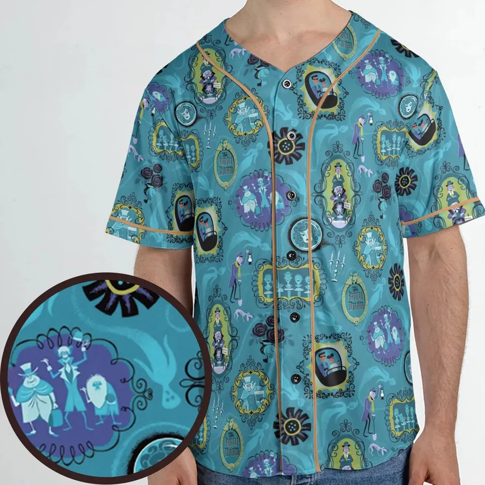 Haunted Mansion Pattern Unisex Baseball Jersey - 1