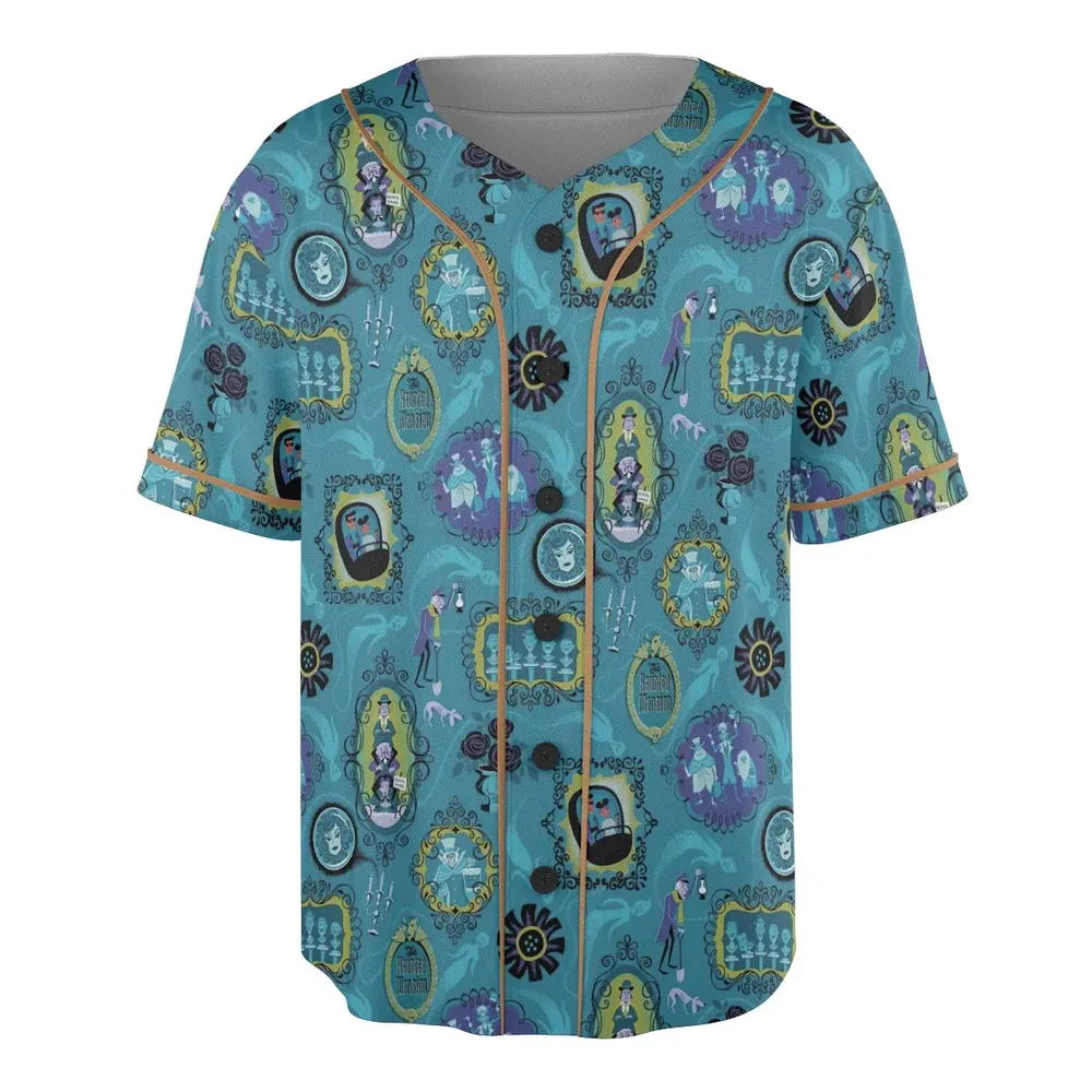 Haunted Mansion Pattern Unisex Baseball Jersey - 3
