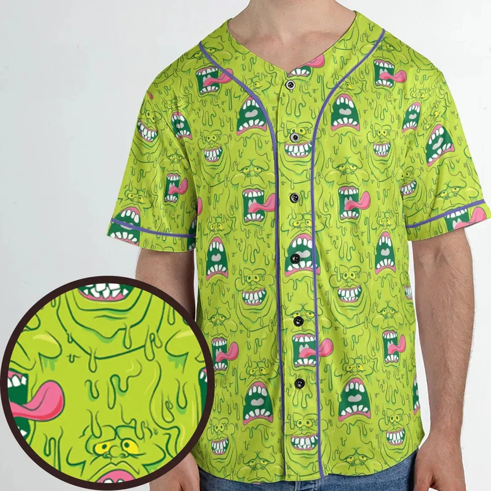 Funny Face Expression Slimer Ghostbusters Unisex Baseball Jersey - 1