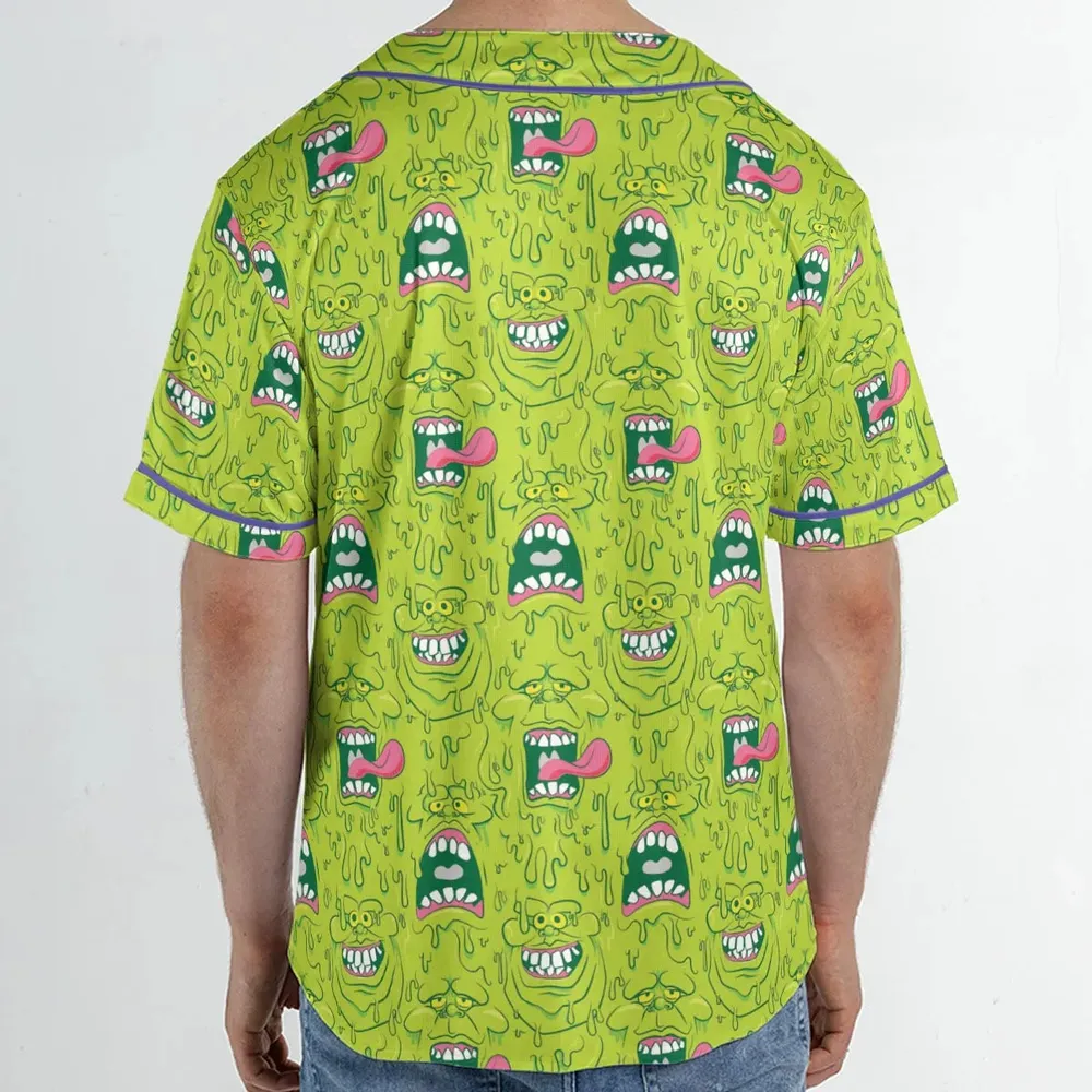 Funny Face Expression Slimer Ghostbusters Unisex Baseball Jersey - 2