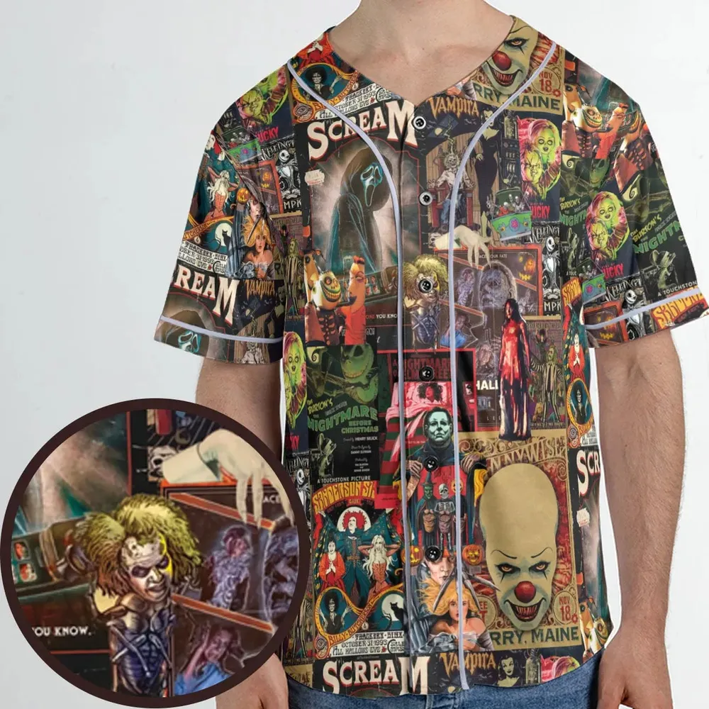 Vintage Scary Unisex Baseball Jersey - 1