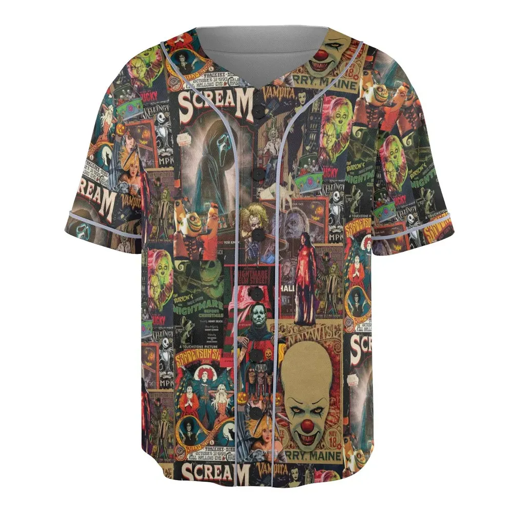 Vintage Scary Unisex Baseball Jersey - 3