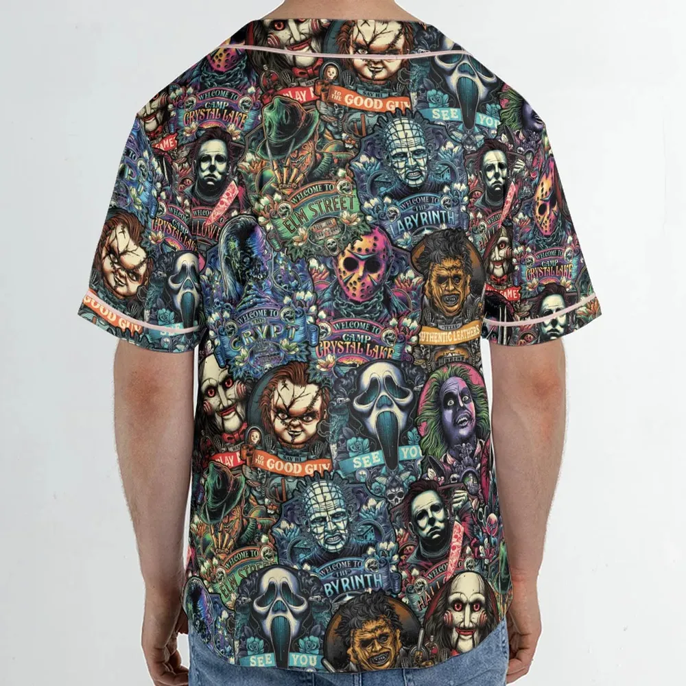 Horror Movie Characters Pattern Unisex Baseball Jersey - 2