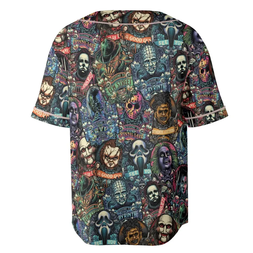 Horror Movie Characters Pattern Unisex Baseball Jersey - 4