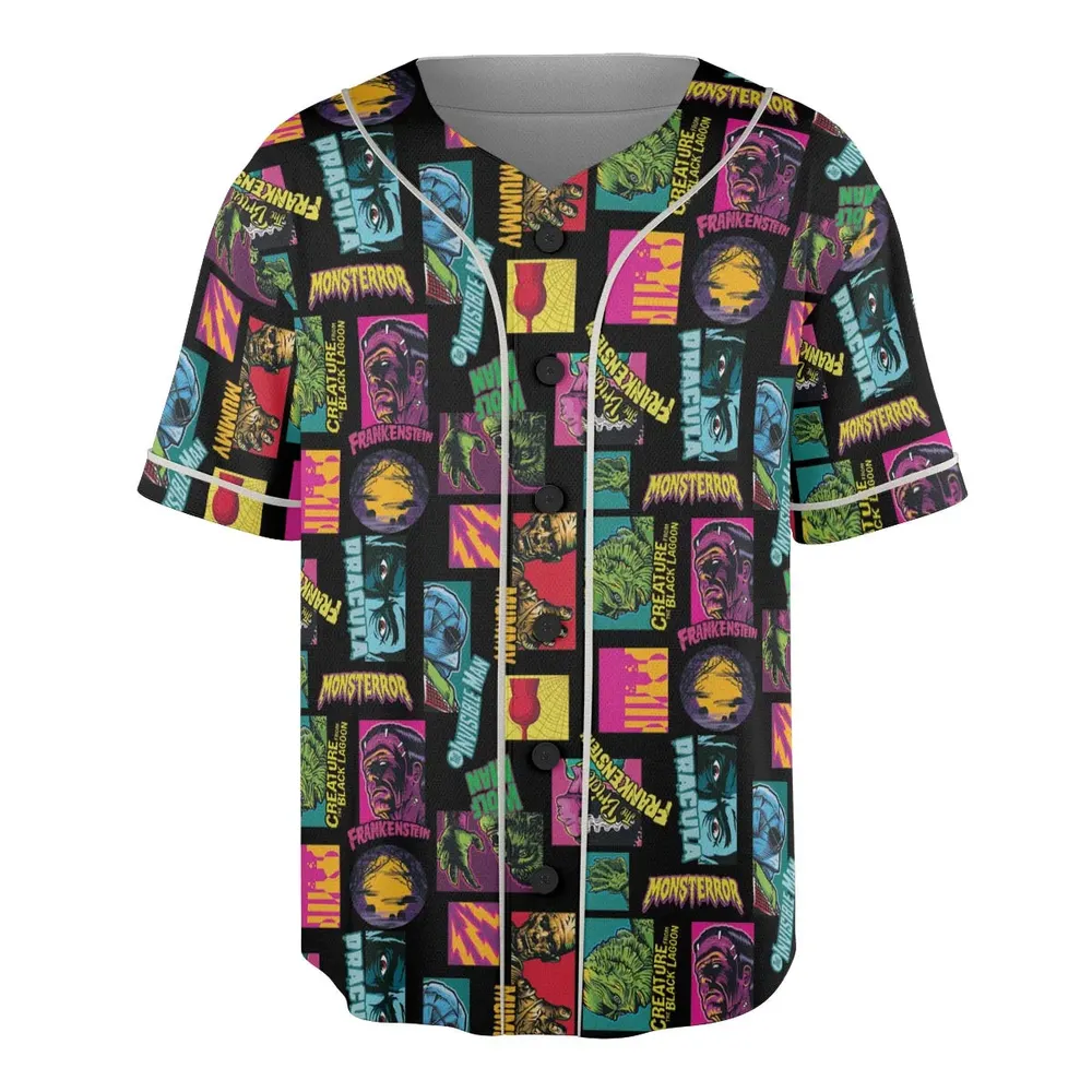 Monster Pop Movies Halloween Unisex Baseball Jersey - 3