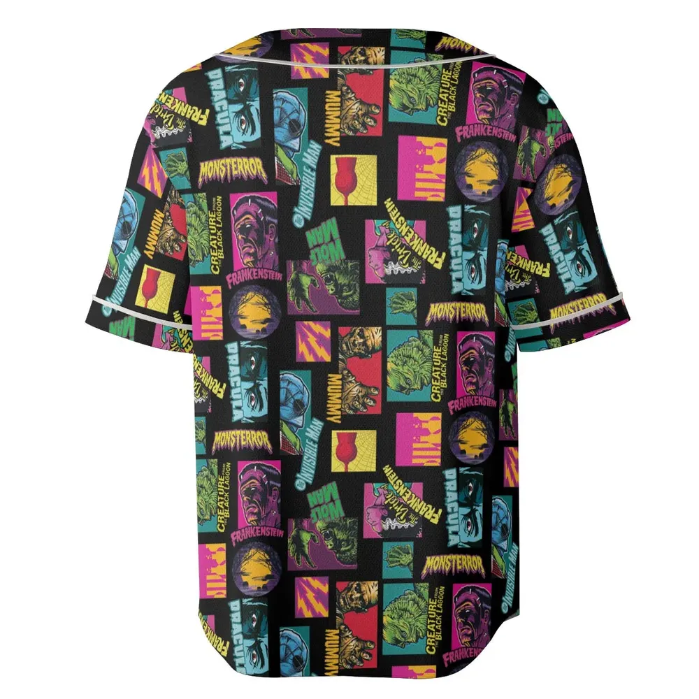 Monster Pop Movies Halloween Unisex Baseball Jersey - 4