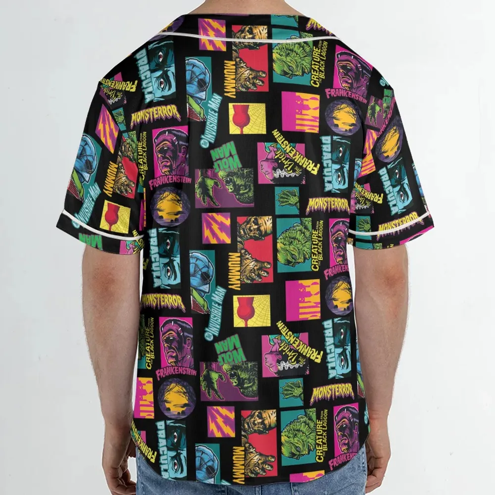 Monster Pop Movies Halloween Unisex Baseball Jersey - 2